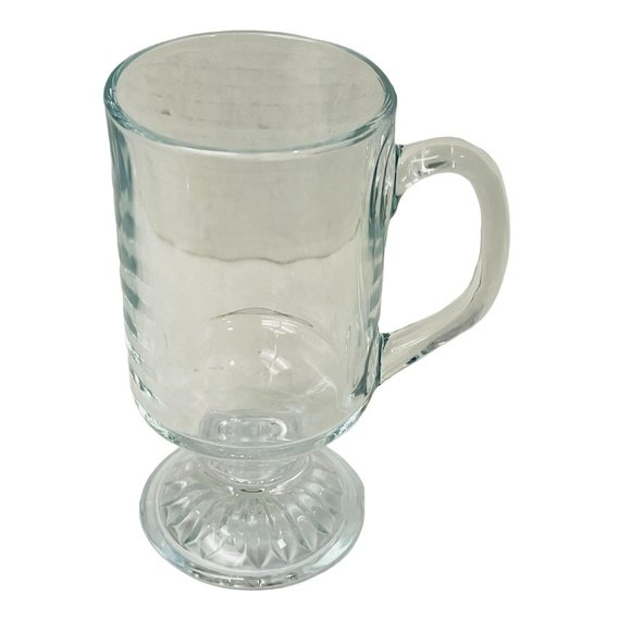 Vintage Crystal Coffee Beer Beverages Mugs Plain Footed Pedestal Clear - Picture 1 of 7